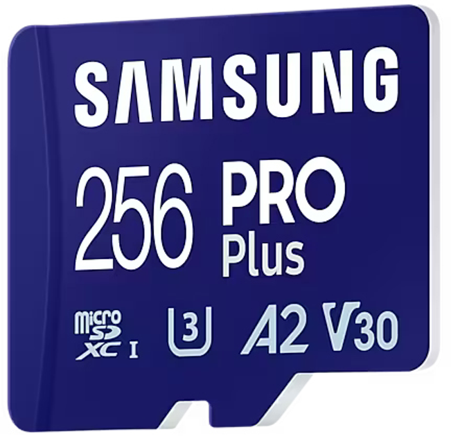 Карта памяти Samsung PRO Plus microSDXC 256GB UHS-I U3 V30 A2 + SD адаптер (MB-MD256SA/EU) - изображение 3