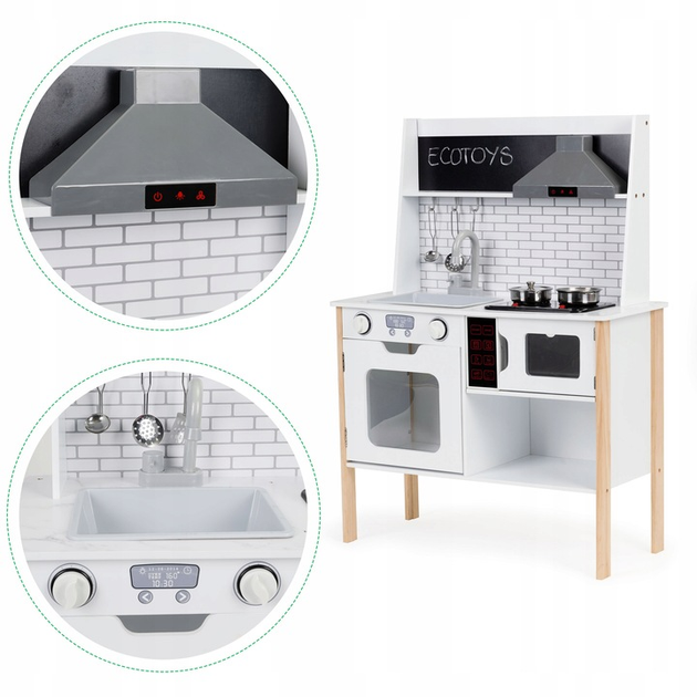 Дерев'яна ігрова кухня Ecotoys зі звуковими та світловими ефектами (PLK537) (5903769975389) - зображення 4