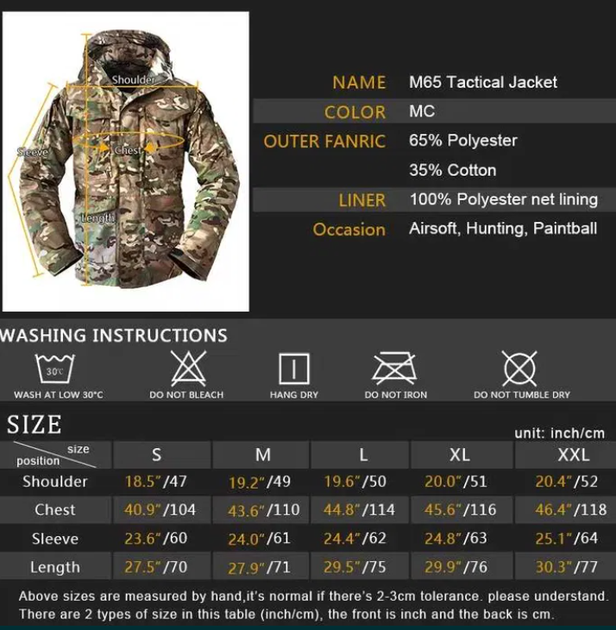 Куртка тактическая Tactical series M65 Tactical Series L Камуфляж - изображение 5