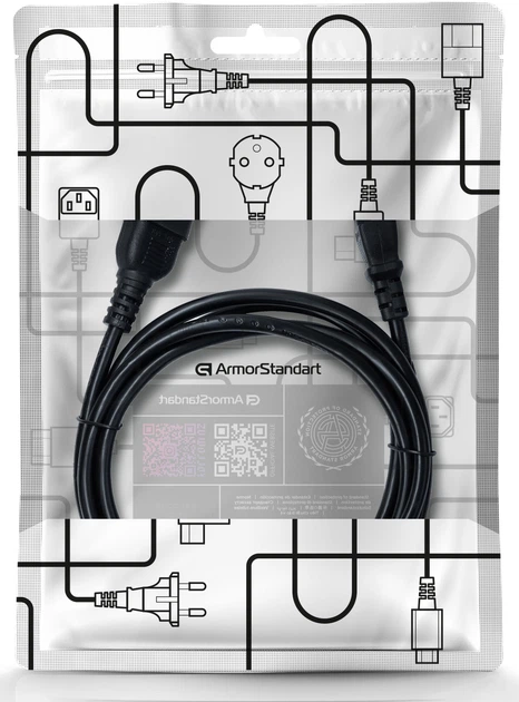 Кабель питания ArmorStandart C13 - С14 2 м Black (ARM73125) - Фото 3 Кабель питания ArmorStandart C13 - С14 2 м Black (ARM73125) - изображение 3