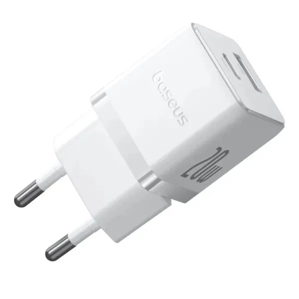 Сетевой зарядный блок Baseus 20W (P10111608213-01) – два порта (Type-C + USB) + кабель USB-C, белый корпус - изображение 3