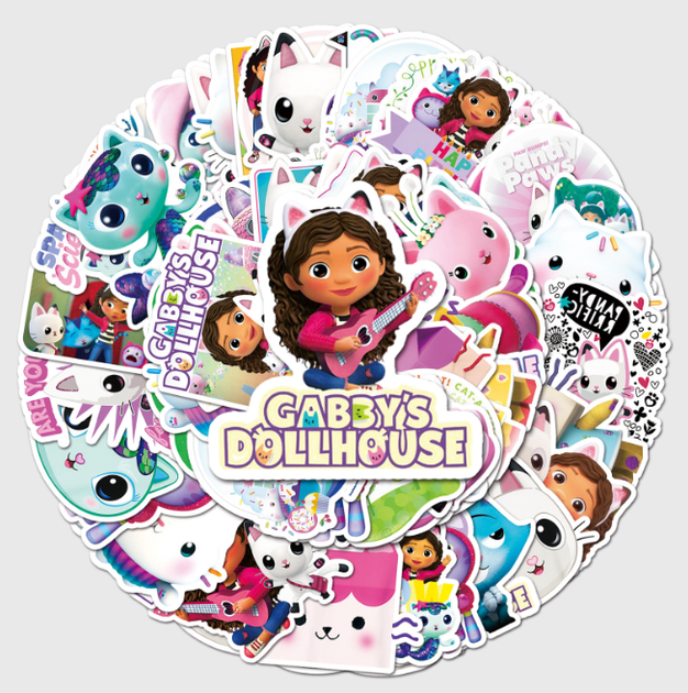 Набор детских наклеек (стикеров) Gabby's Dollhouse Кукольный домик Габби для детского сада на телефон, ноутбук, самокат 50шт (AN)322023 - Фото 1 Набор детских наклеек (стикеров) Gabby's Dollhouse Кукольный домик Габби для детского сада на телефон, ноутбук, самокат 50шт (AN)322023 - изображение 1