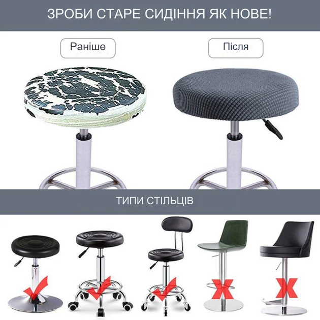 Круглий чохол на стілець Diana Textile Round Chair Ø 28-40 см, Бірюзовий - зображення 4
