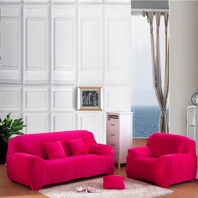 Защитный чехол на трехместный диван Diana Textile Plush Velvet, 190x230 см, Ярко-розовый - Фото 4 Защитный чехол на трехместный диван Diana Textile Plush Velvet, 190x230 см, Ярко-розовый - изображение 4