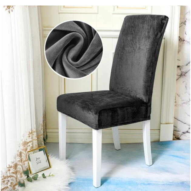 Вельветовый чехол для стула Diana Textile Velvet 48x55 см, Темно-сірий - изображение 2
