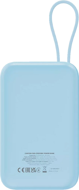 Powerbank Canyon OnPower 101 10000 mAh 22.5W Blue (CNS-CPB101BL) - obraz 6