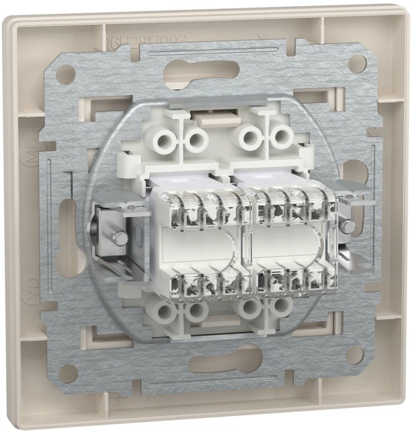 Розетка двойная компьютерная Schneider Electric Asfora RJ45 5 категория UTP Кремовая (EPH4400123) - Фото 3 Розетка двойная компьютерная Schneider Electric Asfora RJ45 5 категория UTP Кремовая (EPH4400123) - изображение 3