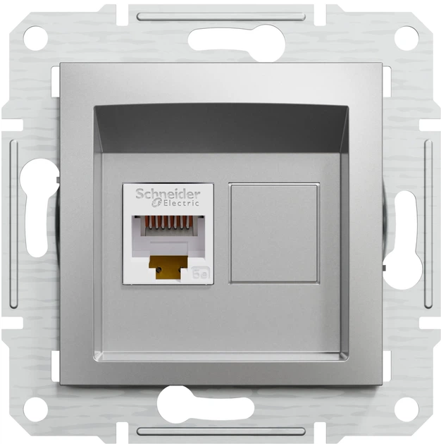 Компьютерная розетка Schneider Electric Asfora RJ45 5 категория UTP Серебристая (EPH4300161) - Фото 8 Компьютерная розетка Schneider Electric Asfora RJ45 5 категория UTP Серебристая (EPH4300161) - изображение 8