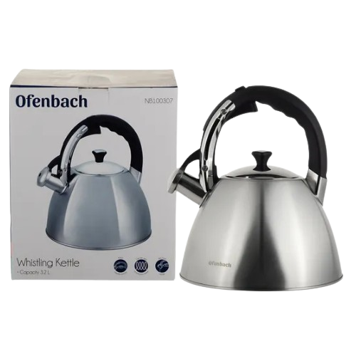 Чайник 3,2л нержавіюча сталь зі свистком з ручкою "soft-touch" 100307 Ofenbach - Фото 6 Чайник 3,2л нержавіюча сталь зі свистком з ручкою "soft-touch" 100307 Ofenbach - изображение 6
