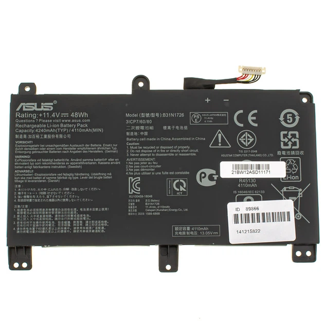 Оригінальна батарея для ноутбука Asus B31N1726-2 (ROG Strix G15 G512LI) 11.4V 4212mAh 48Wh Black ORIGINAL (2201141) - Фото 2 Оригінальна батарея для ноутбука Asus B31N1726-2 (ROG Strix G15 G512LI) 11.4V 4212mAh 48Wh Black ORIGINAL (2201141) - зображення 2
