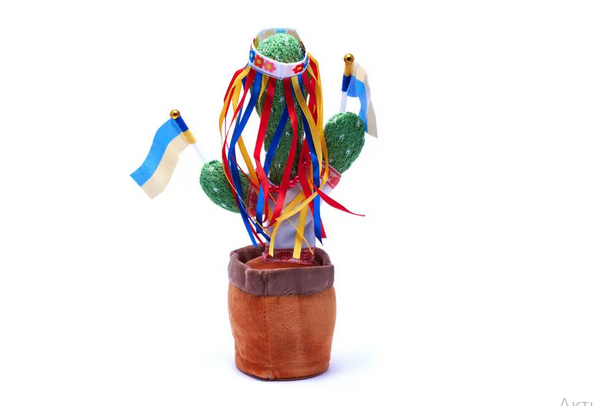Танцующий поющий кактус Украинка Стефания Dancing Cactus с подсветкой 32 см (Без цензуры) повторюшка и USB - изображение 2