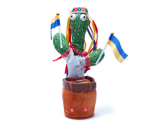 Танцующий поющий кактус Украинка Стефания Dancing Cactus с подсветкой 32 см (Без цензуры) повторюшка и USB - изображение 3