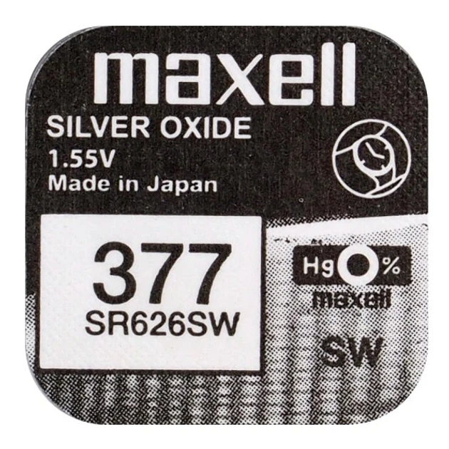 Батарейка для часов серебряно-цинковая Maxell 377 SR626SW AG4 177 LR66 LR626 1.55V (3364) - Фото 1 Батарейка для часов серебряно-цинковая Maxell 377 SR626SW AG4 177 LR66 LR626 1.55V (3364) - изображение 1