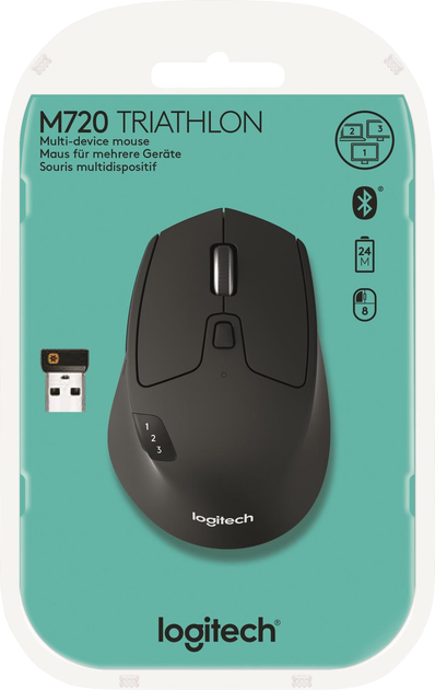 Mysz Logitech M720 Triathlon Bezprzewodowa/Bluetooth Czarna (910-004791) - obraz 6
