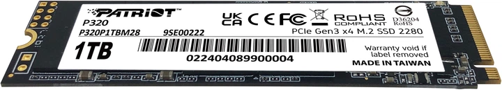 SSD диск Patriot P320 1TB M.2 2280 PCIe Gen 3.0 x4 NVMe TLC (P320P1TBM28) - Фото 2 SSD диск Patriot P320 1TB M.2 2280 PCIe Gen 3.0 x4 NVMe TLC (P320P1TBM28) - изображение 2