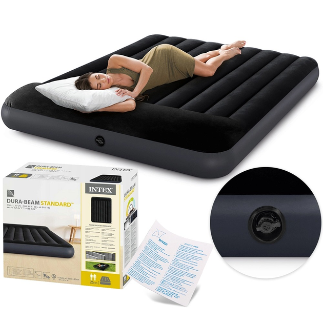 Матрац надувний Intex двомісний 203 x 152 cm чорний 64143 (6941057413556) - зображення 14