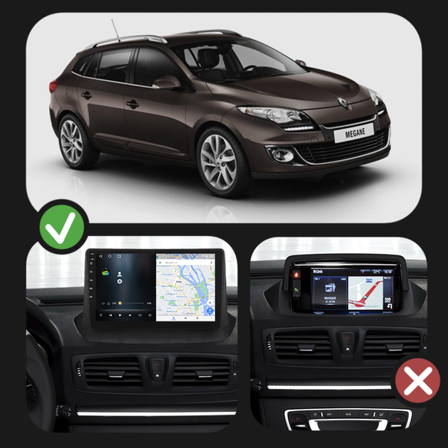 Штатная магнитола Lesko для Renault Megane III Рестайлинг 2012-2014 экран 9" 1/16Gb/ Wi-Fi GPS Рено Меган - изображение 3