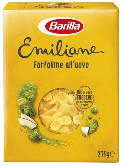 Макароны Barilla Emiliane n.114 Farfalline all' Uovo с яйцом 275 г - Фото 1 Макароны Barilla Emiliane n.114 Farfalline all' Uovo с яйцом 275 г - изображение 1