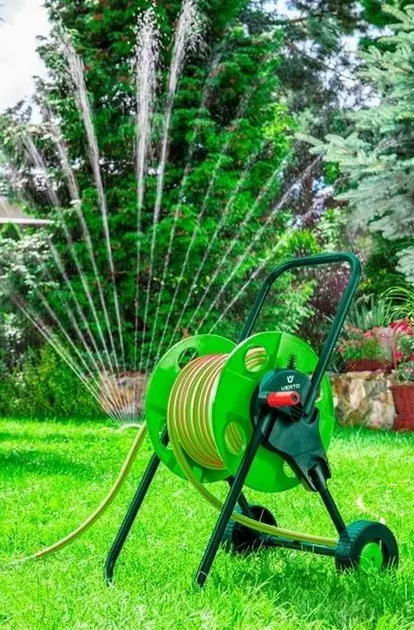 Котушка для шланга для поливу Verto на колесах, 45м шланга 1/2", 35м 5/8", 15м 3/4" 15G791 - изображение 2