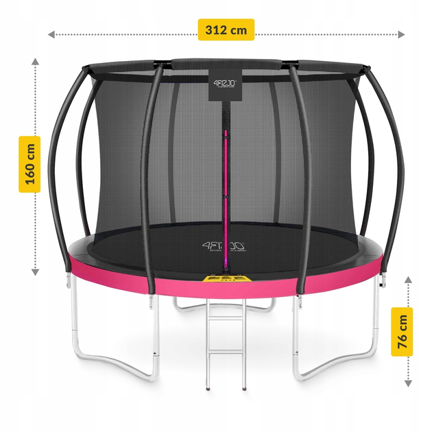 Батут із внутрішньою сіткою 4FIZJO PRO 10FT 312 см Black/Pink (P-5907739314604) - зображення 2