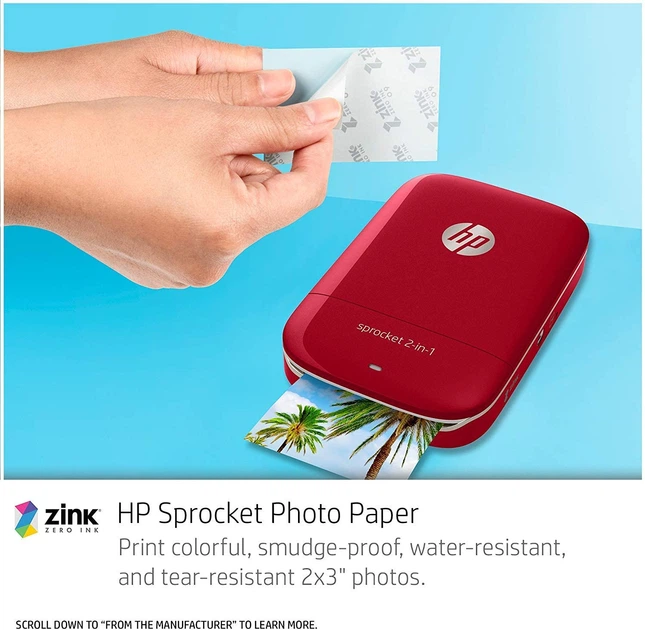 Камера моментальной печати и портативный фотопринтер HP Sprocket 2 в 1 Red + Набор бумаги в Подарок! - изображение 6
