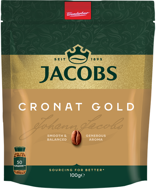 Кофе растворимый Jacobs Cronat Gold 100 г (8711000687994) - Фото 1 Кофе растворимый Jacobs Cronat Gold 100 г (8711000687994) - изображение 1