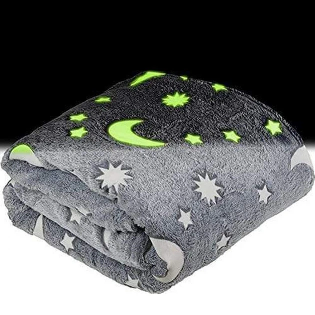 Плед, що світиться в темряві, плюшеве покривало Blanket kids Magic Star 150х100 см. Колір: сірий - зображення 12