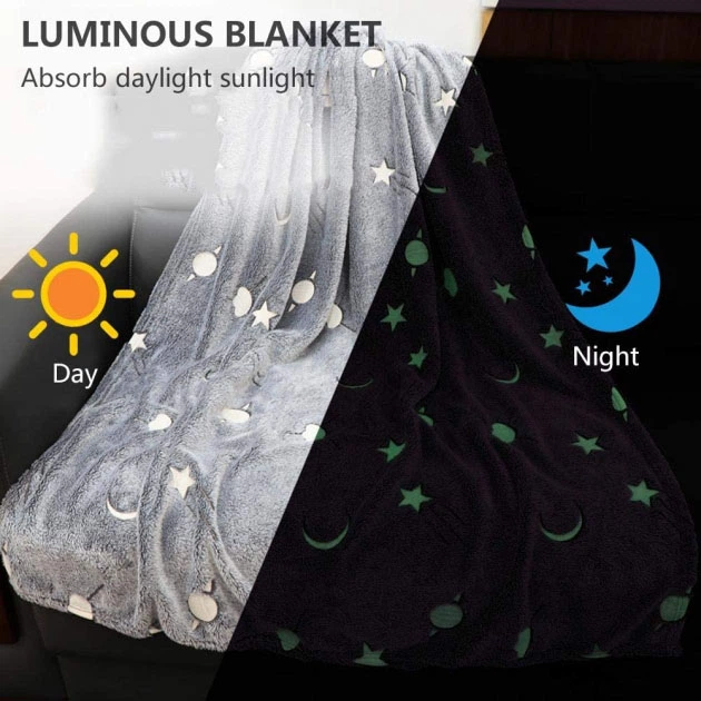 Плед, що світиться в темряві, плюшеве покривало Blanket kids Magic Star 150х100 см. Колір: сірий - зображення 14