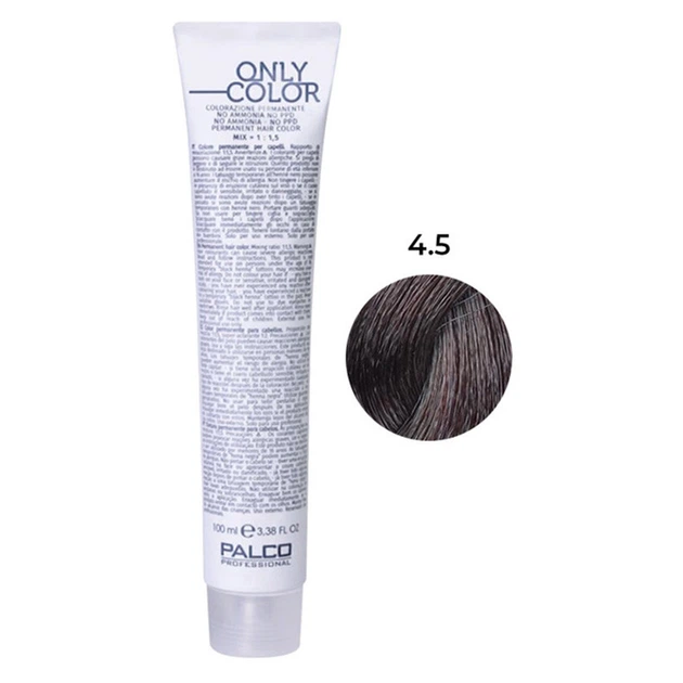 Профессиональная безаммиачная крем-краска для волос Palco Only Color 4.5 средне-коричневый махагон 100мл - Фото 1 Профессиональная безаммиачная крем-краска для волос Palco Only Color 4.5 средне-коричневый махагон 100мл - изображение 1