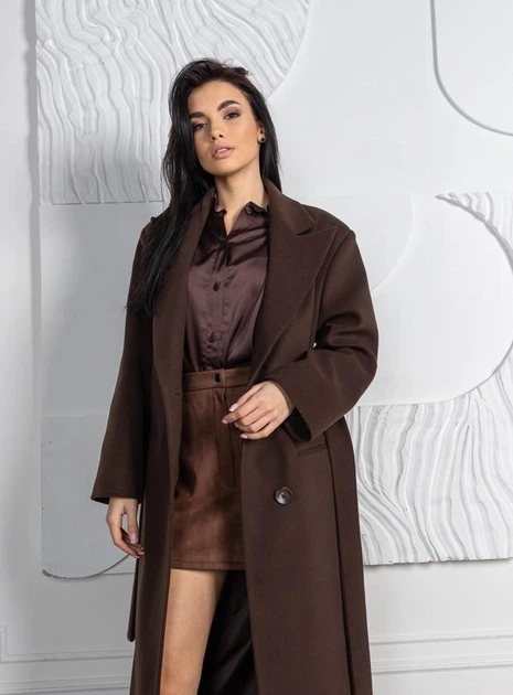 Жіноче демісезонне пальто Неаполь midi LEO PRIDE 0136 50 Шоколадний ( LP - 0136/3 F ) - зображення 12