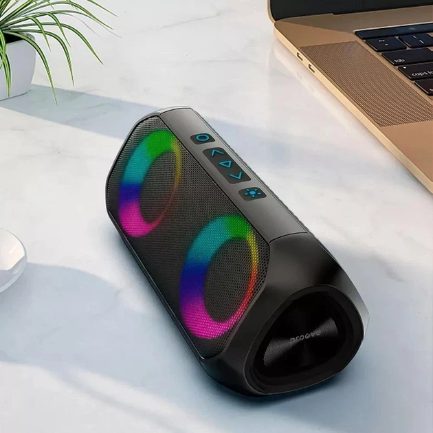 Портативна Бездротова Bluetooth колонка Proove Third Element IPX6 Black |BT5.0, Type-C/AUX/TF, 20W, TWS, 8h, 5200mah|Black - зображення 2