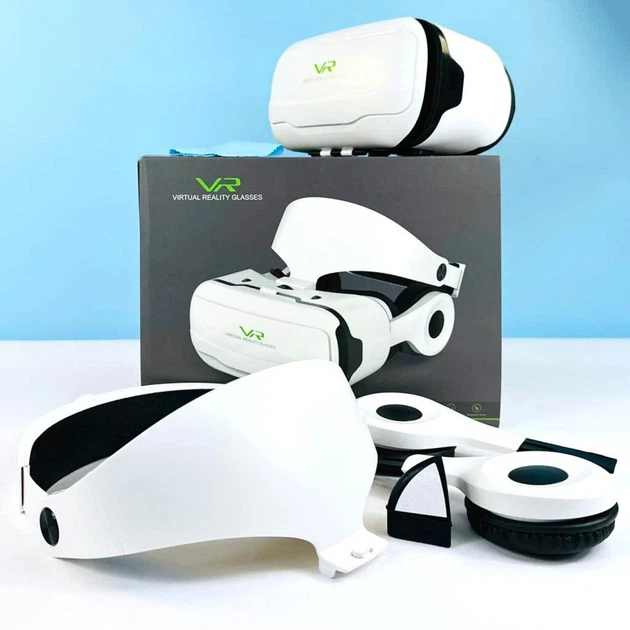Очки-шлем виртуальной реальности VR glasses VR SC-G02EF с наушниками, белые - изображение 5