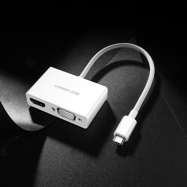 Перехідник конвертер UGREEN USB Type C to HDMI + VGA Converter White (UGR-30843) - Фото 3 Перехідник конвертер UGREEN USB Type C to HDMI + VGA Converter White (UGR-30843) - зображення 3