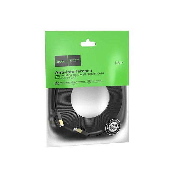 Патч-корд 10м HOCO US07 General pure copper flat network cable Black (6931474780713) - Фото 5 Патч-корд 10м HOCO US07 General pure copper flat network cable Black (6931474780713) - изображение 5