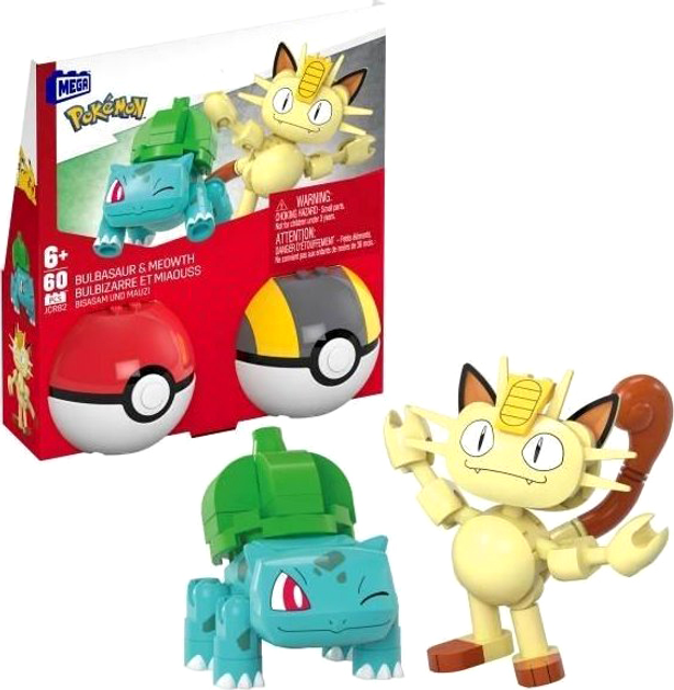 Figurka Mattel Mega Pokemon Pokeball Bulbazaur + Meowth JCR82 (194735275342) - obraz 1