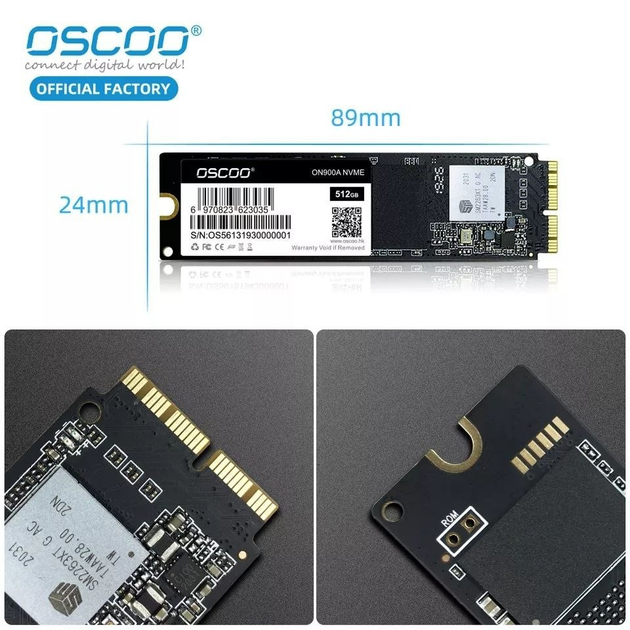 SSD OSCOO 256Gb для Apple MacBook Air Pro iMac 2013,2014,2015,2016,2017 гг ON900A nvme - изображение 2