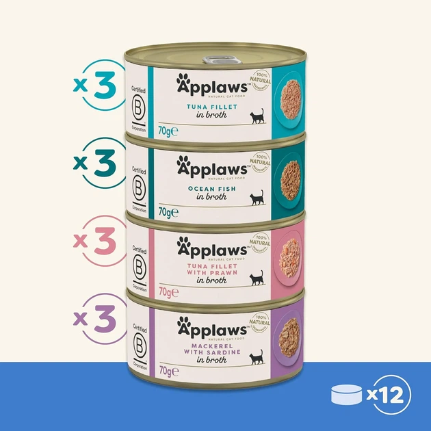 Набір консервів для котів Applaws Fish Selection in Broth 12 х 70 г - зображення 2