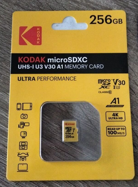 Карта памяти MicroSDXC Kodak U3 A1 Class 10 256Gb - Фото 8 Карта памяти MicroSDXC Kodak U3 A1 Class 10 256Gb - изображение 8