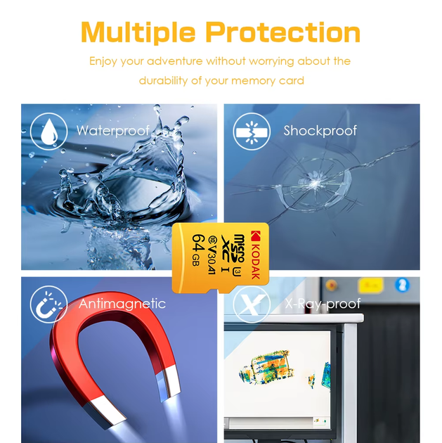 Карта памяти MicroSDHC Kodak U3 A1 Class 10 32Gb с адаптером - изображение 8