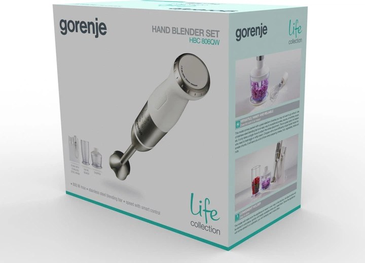 Gorenje Блендер заглибний 800Вт, 5в1, чаша-500мл, подрібнювач, білий - изображение 6