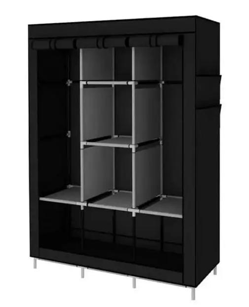 Шкаф складной тканевый каркасный разборной на 3 секции Storage Wardrobe 130х45х175 см черный HCX 88130 - изображение 2
