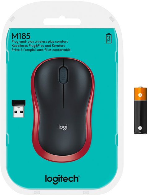 Mysz Logitech M185 Wireless czerwona (910-002237/910-002240) - obraz 6