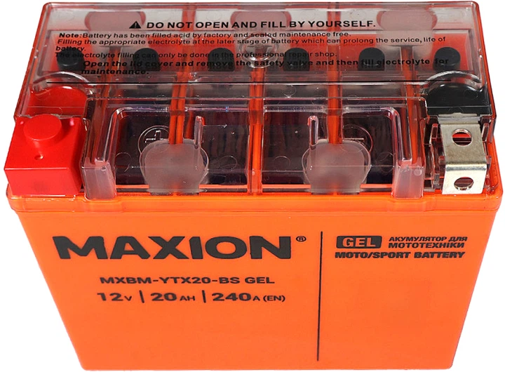 Мото аккумулятор Maxion YTX20-BS GEL 12 В 20 А/час 240 A (4820219073345) - изображение 2