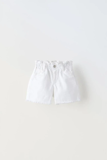 Джинсові шорти на дівчинку Zara 110 см білий - Фото 1 Джинсові шорти на дівчинку Zara 110 см білий - изображение 1