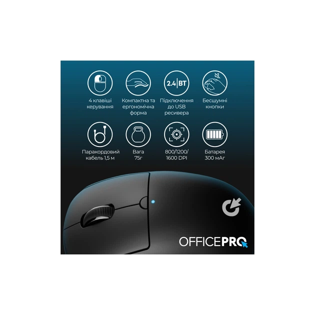 Мышка OfficePro M307B Silent Click Wireless/Bluetooth Black (M307B) - изображение 10