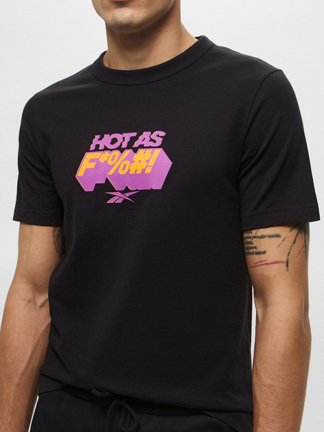Футболка бавовняна довга чоловіча Reebok Gs Hype Text Tee 100218834 XL Чорна (1200161542046) - зображення 4