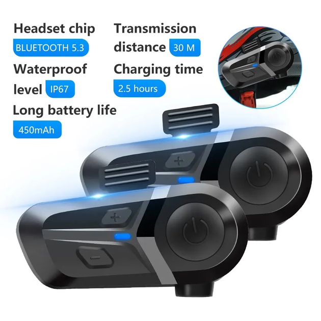 Мото гарнитура Bluetooth 5.3, с микрофоном, водонепроницаемая, IP67 - изображение 8