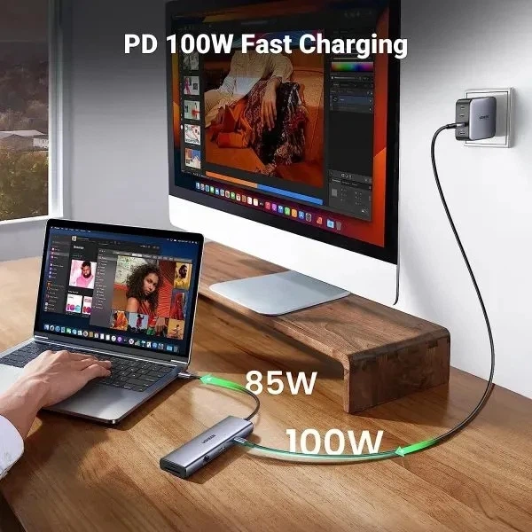 Док-станція USB3.1 Type-C --> HDMI 60Hz/VGA/USB 3.0х3/RJ45/SD/TF/PD 100W 9-in-1 CM498 Ugreen - изображение 4