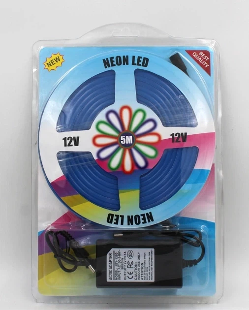 Гнучка силіконова неонова стрічка LED NEON 0740 5M Blue 12V-220V Синя - зображення 5