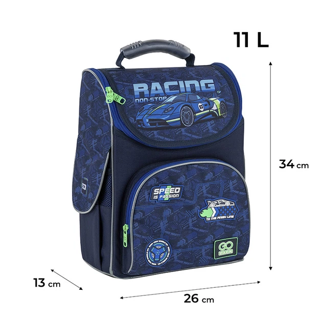 Рюкзак GoPack Education каркасный GO25-5001S-6 Racing + карандаши Kite 18цв. - изображение 3